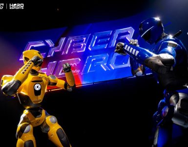 cyber hero humanoid fighting