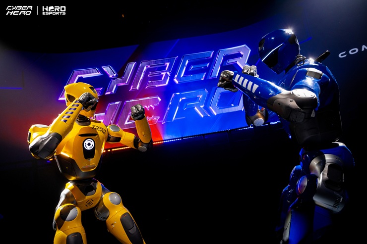 cyber hero humanoid fighting